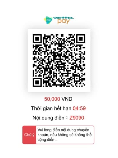 mã QR viettel pay của CF68