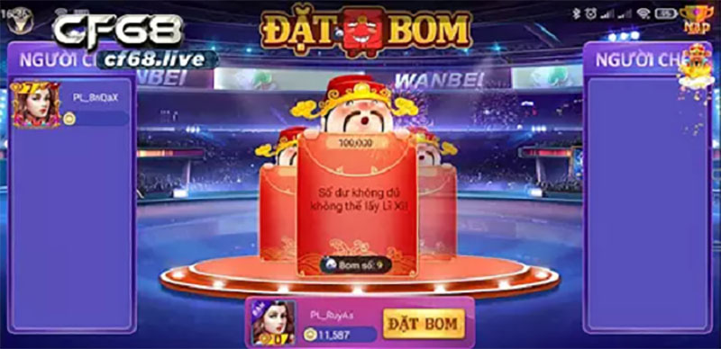 Chơi game bom bom CF68 – game slot hấp dẫn, giao diện đẹp