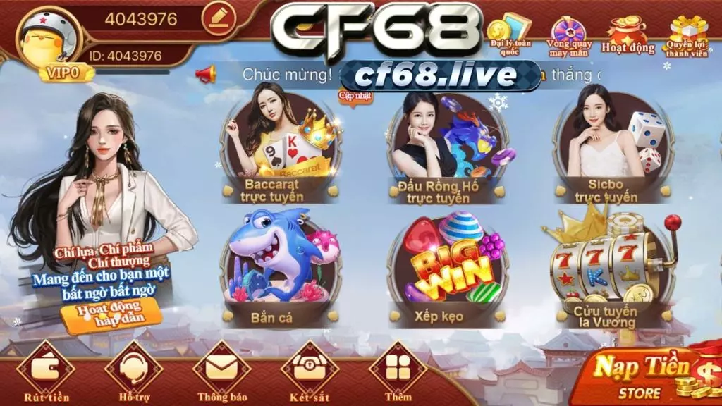 Giao diện app cf68 chính thức