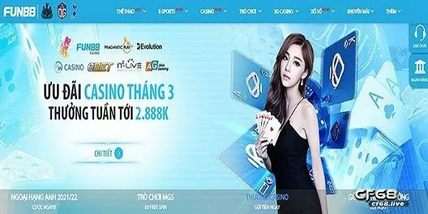 Giao diện của website Fun88