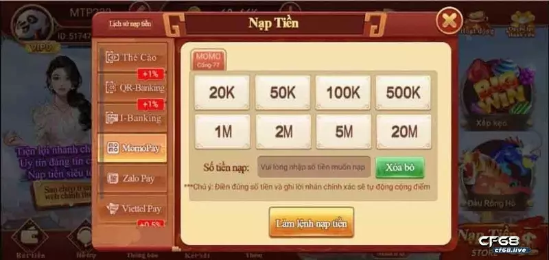 Giao dịch tại cổng game đổi thưởng cf68 rất nhanh nhạy