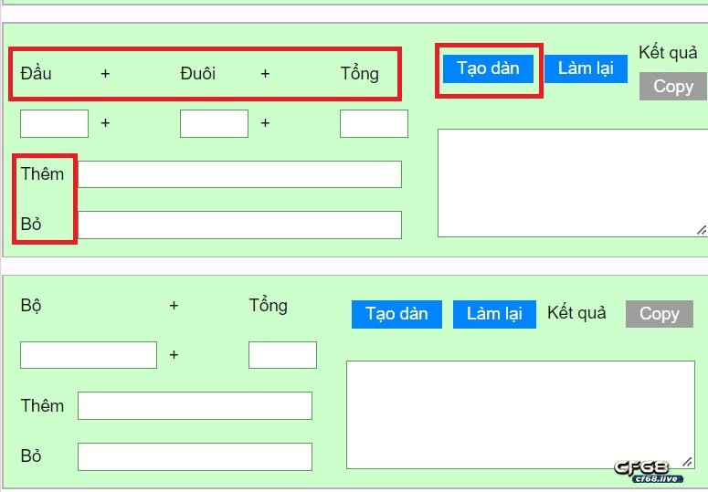 Tạo dàn xổ số nhanh nhất bằng đầu, đuôi và tổng