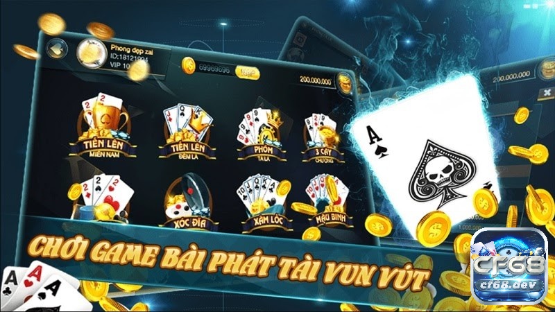 Lối chơi game bài Cf68 khá tối giản