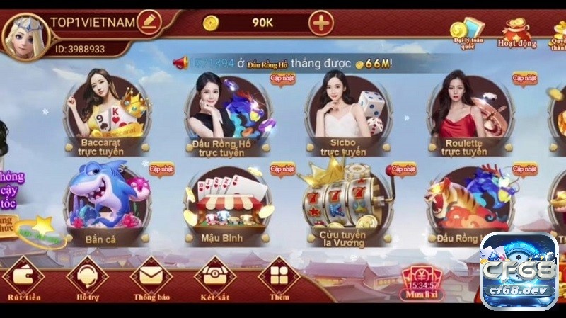 Game bài đổi thưởng uy tín tại Cf68 được yêu thích nhất