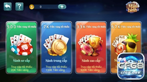 Nhiều sảnh game bài để tham gia