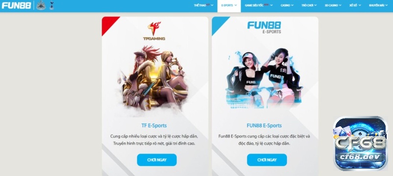 FUN88 Club cung cấp sản phẩm E-Sports với tỷ lệ thưởng cực kỳ hấp dẫn