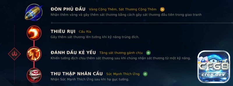 Cach len do Bran, bảng ngọc bổ trợ Thần Lửa 