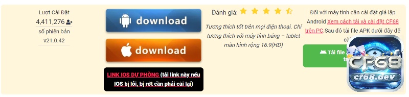 Chọn mục tải game để tiến hành tải và cài đặt CF68