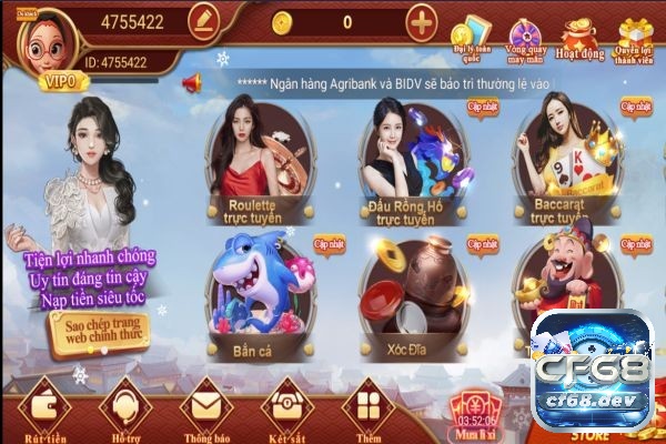 Nhà cái CF68 mới nhất được đánh giá cao với các game bài đổi thưởng hấp dẫn