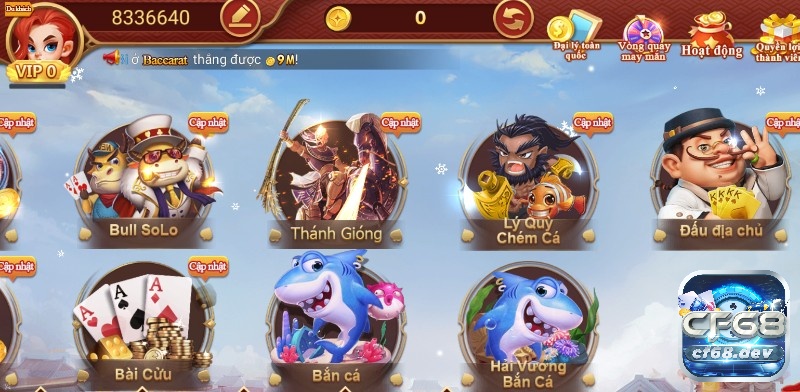 Đa dạng game cá cược tại cổng CF68.DEV